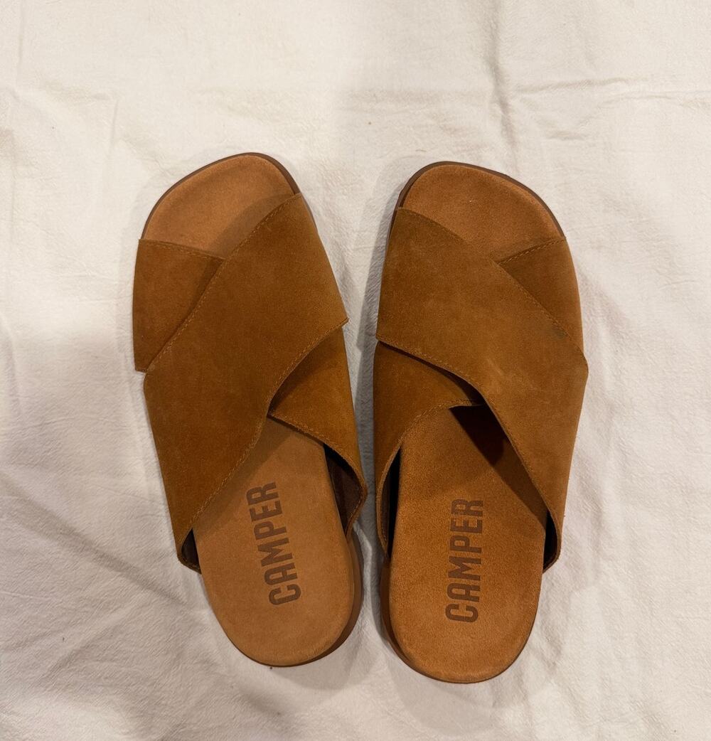 Camper Brown Suede Sandals Slides